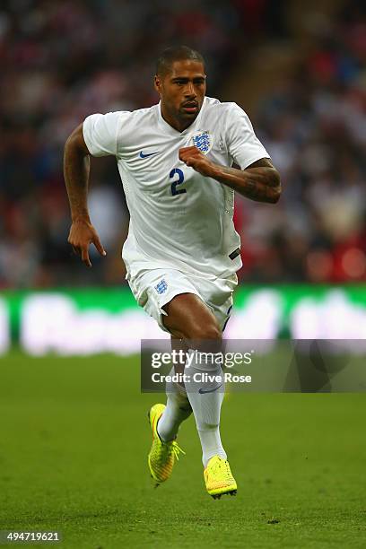 Glen Johnson of England in action during the international friendly match between England and Peru at Wembley Stadium on May 30, 2014 in London,...