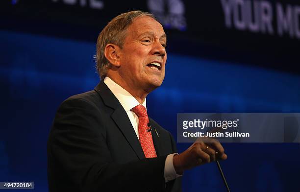 Republican presidential candidate George Pataki speaks during the CNBC Republican Presidential Debate at University of Colorado's Coors Events Center...