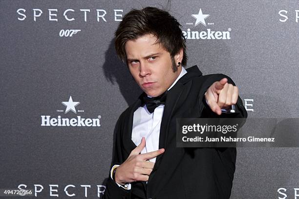 El Rubius attends 'SPECTRE 007' premiere at Teatro Real on October 28, 2015 in Madrid, Spain.