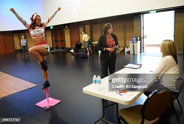 Paula Sloan and her daughter Sydney pitch their produce called the Fly Right, that is used in cheerleading training, as they tryout for the ABC...