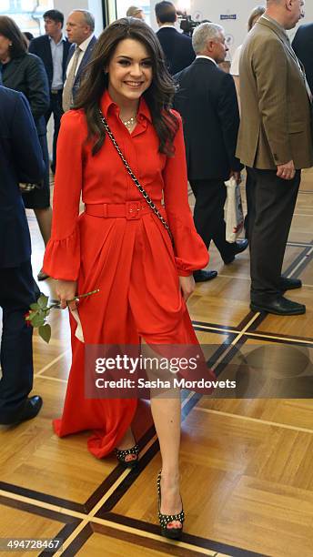 Moscow, RUSSIA Russian figure scater and 2014 Olympic champion Adelina Sotnikova attends the Olympic ball in the State Kremlin Palace on May 30, 2014...