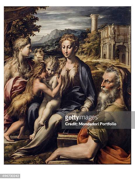 The Madonna and Child with Saints , by Parmigianino 16th Century, oil on board 50 x 60 cm Italy, Tuscany, Florence, Uffizi Gallery. Whole artwork...