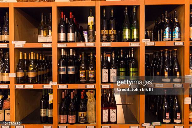 wine country visitor center, wine display - bottle shop stock pictures, royalty-free photos & images