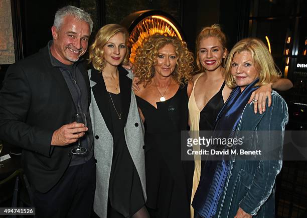 Jason Gardiner, Savannah Miller, Kelly Hoppen, Sienna Miller and Jo Miller attend the after party following the European Premiere of "Burnt" at...