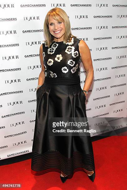 Katie Couric attends as Jason Binn, Nicole Vecchiarelli and Kevin Ryan celebrate DuJour Magazine's Special Gamechangers issue on October 28, 2015 in...
