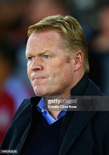 Ronald Koeman, manager of Southampton looks on during the Capital One Cup Fourth Round match between Southampton and Aston Villa at St Mary's Stadium...