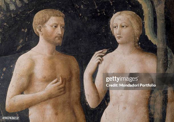 Temptation of Adam and Eve , by Masolino da Panicale, 1424-1425, 15th Century, fresco, 260 x 88 cm Italy, Tuscany, Florence, Church of Santa Maria...