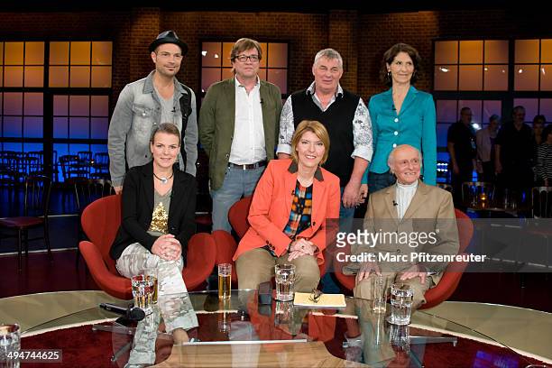 Roger Cicero, Bela Rethy, Heinz Hoenig, Antonia Rados Mirja Boes, Bettina Boettinger and Buddy Elias attend the 'Koelner Treff' TV Show at the WDR...