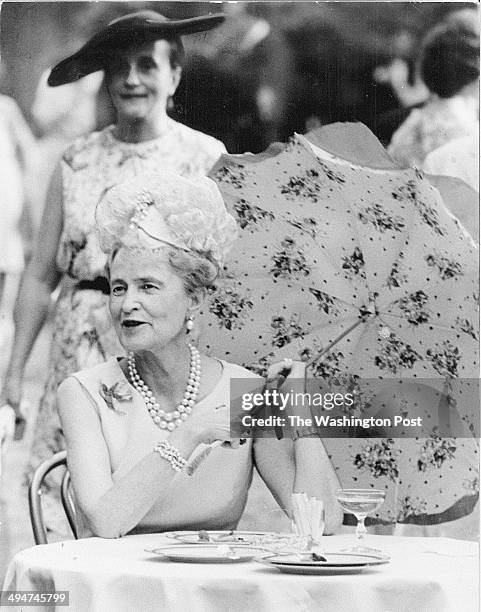 Marjorie Merriweather Post at a birthday reception honoring Queen Elizabeth II at the British Embassy.