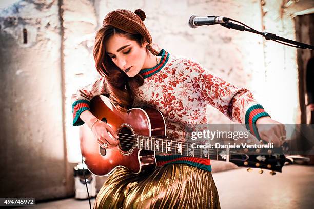 Levante performs during Muse The Travel Issue Dinner at Segheria Di Carlo E Camilla on October 28, 2015 in Milan, Italy.