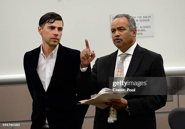 Vitalii Sediuk and lawyer Anthony Willoughby appear at Los Angeles Superior Court House on May 30, 2014 in Los Angeles, California. Sediuk was...