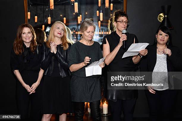 Julianne Moore, Patricia Clarkson, Mary Harron, Rebecca Miller and Mynette Louie attend Through Her Lens: The Tribeca Chanel Women's Filmmaker...