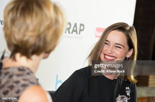 Emilia Clarke and Sharon Waxman, TheWrap's CEO and Editor-in-Chief attend TheWrap's Power Women Breakfast Los Angeles with Emilia Clarke on October...