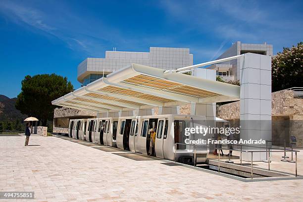 Monorail station, Los Angeles Museu e Centro Cultural Getty Center em Brentwood, Los Angeles, Califórnia, projeto do arquiteto Richard Meier.