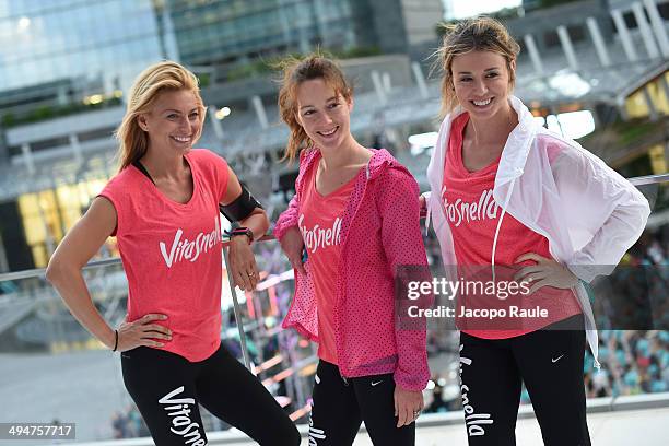 Federica Fontana, Cristiana Capotondi and Elena Barolo attend We Own The Night - Milan Women's 10km Run on May 30, 2014 in Milan, Italy.