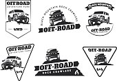 Set of classic off-road suv car emblems, badges and icons.