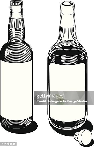 vintage bottles - whiskey stock illustrations