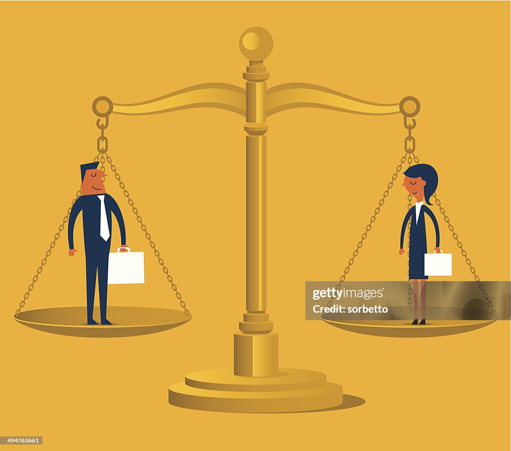 Man and Woman Being Weighed on Scales