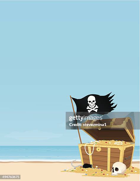 stockillustraties, clipart, cartoons en iconen met treasure island - schatkist