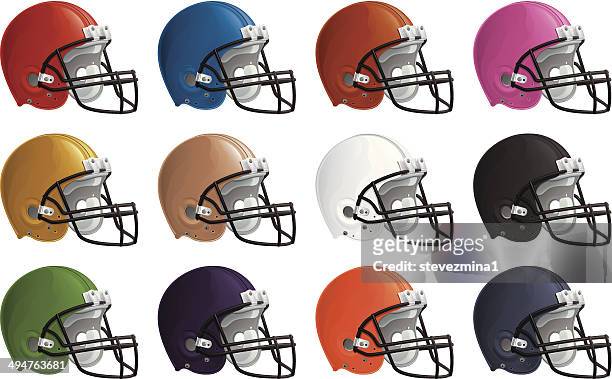 football helmet collection - highschool school students stock illustrations