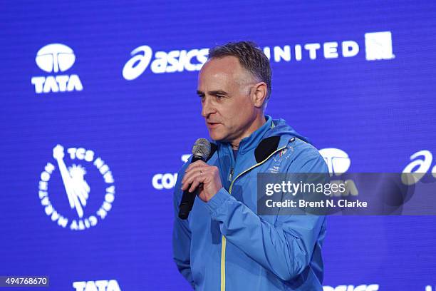 President/CEO, New York Road Runners Michael Capiraso attends the Faces of the 2015 New York City Marathon Media Photocall held at Central Park on...