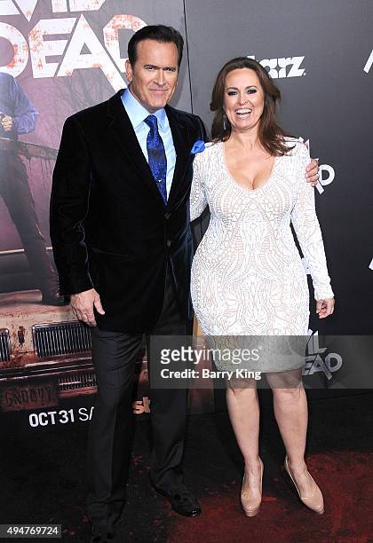 Actor Bruce Campbell and his wife Ida Gearon arrive at the Premiere of STARZ's 'Ash vs Evil Dead' at TCL Chinese Theatre on October 28, 2015 in...