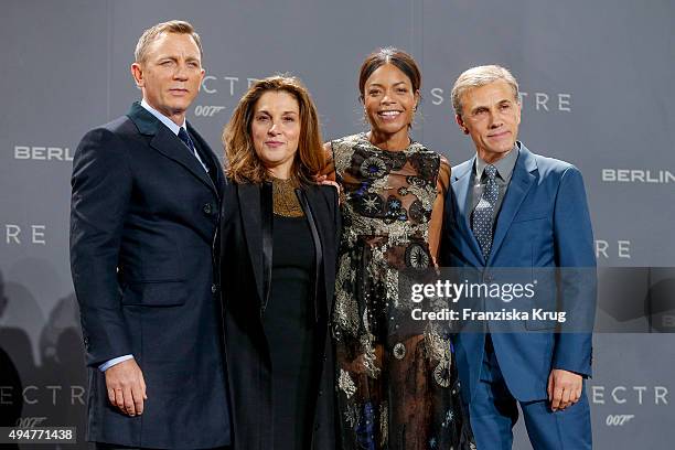 Daniel Craig, Barbara Broccoli, Naomie Harris and Christoph Waltz attends the Spectre' German Premiere on October 28, 2015 in Berlin, Germany.