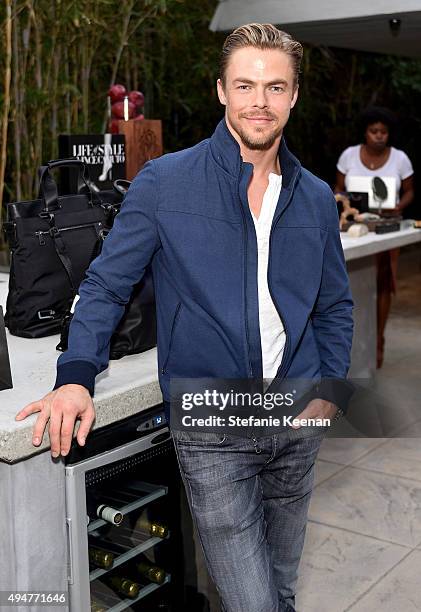 Professional dancer/choreographer Derek Hough attends the Vince Camuto Mens exclusive preview at the home of Ashlee Margolis on October 28, 2015 in...