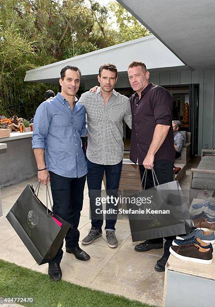 Actors Johnathon Schaech, Scott Foley and Max Martini attend the Vince Camuto Mens exclusive preview at the home of Ashlee Margolis on October 28,...