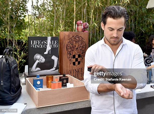 Actor Giacomo Gianniotti attends the Vince Camuto Mens exclusive preview at the home of Ashlee Margolis on October 28, 2015 in Beverly Hills,...