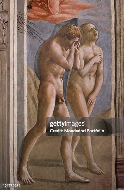 Expulsion from the Garden of Eden , by Masaccio, 1424-1425, 15th Century, fresco, 260 x 88 cm Italy, Tuscany, Florence, Church of Santa Maria del...