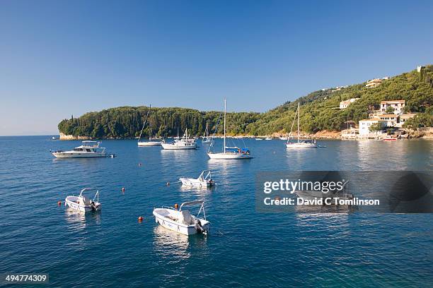 view across the bay, kalami, corfu, greece - kalami bay stock pictures, royalty-free photos & images