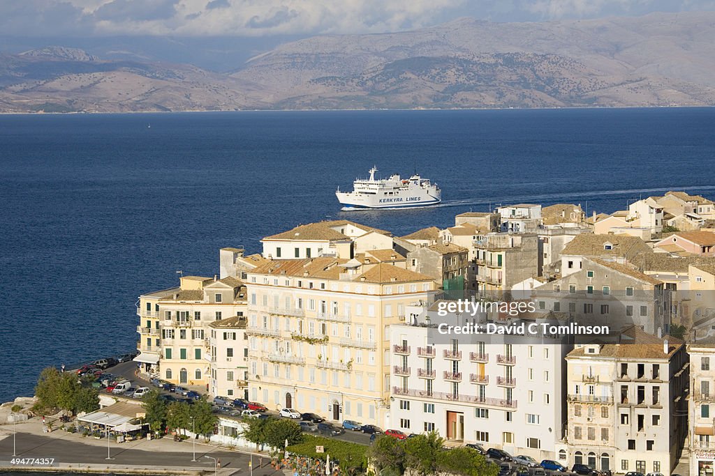 Ferry returning to port, Corfu Town, Corfu, Greece
