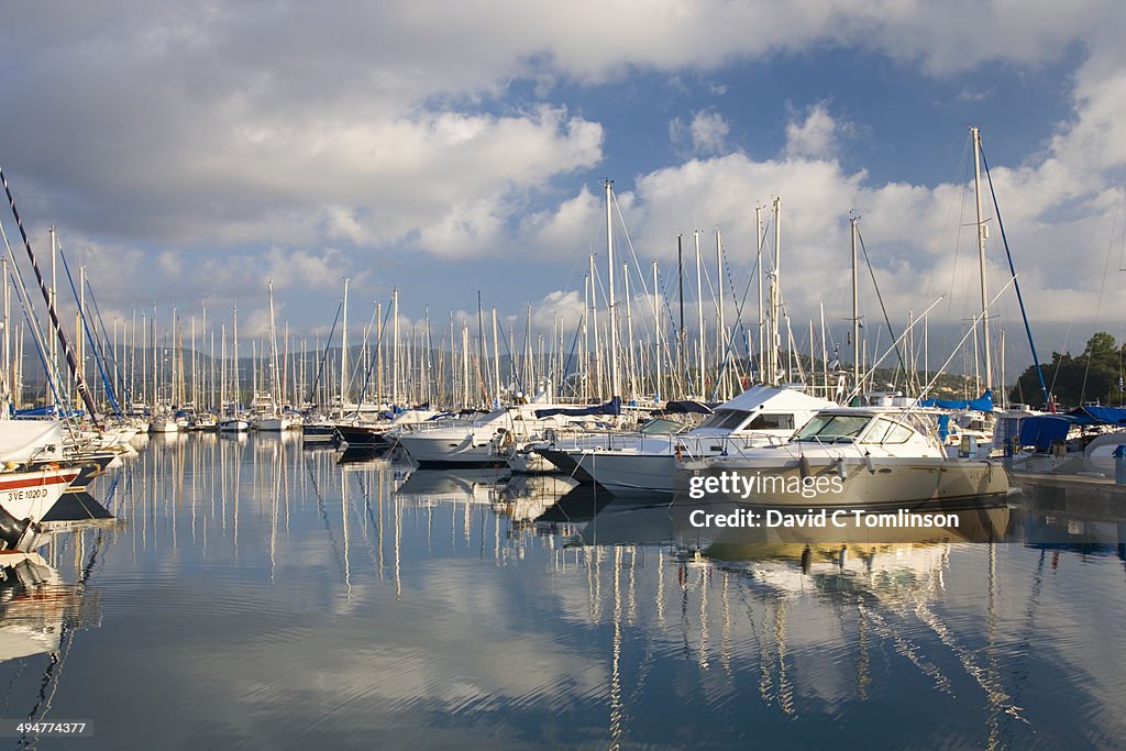 Boats moored in the marina, Gouvia, Corfu, Greece