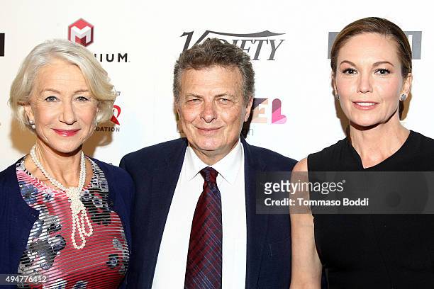 Actress Helen Mirren, founder of Israel Film Festival Meir Fenigstein and actress Diane Lane attend the 29th Israel Film Festival opening night gala...