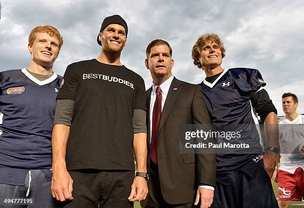 Joe Kennedy, Tom Brady, Marty Walsh and Anthony Shriver attend the Tom Brady Football Challenge for the Best Buddies Challenge: Hyannis Port at...
