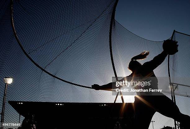 Sandra Perkovic of Croatia competes in the discus during day 1 of the IAAF Diamond League Nike Prefontaine Classic on May 30, 2014 at the Hayward...