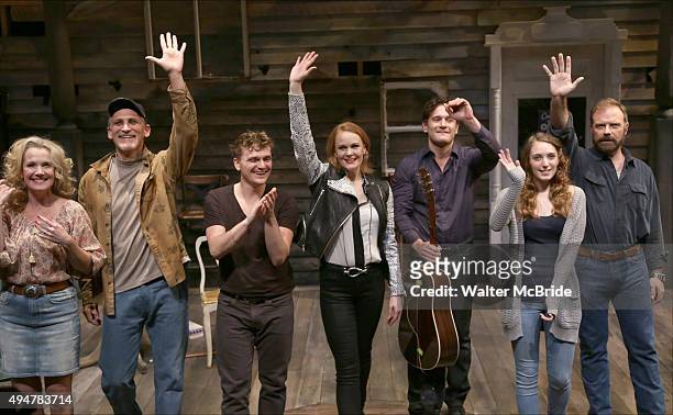 Erin Dilly, Bob Stillman, Adam Cochran, Kate Baldwin, Eric William Morris, Ephie Aardema and Drew McVety during the Opening Night bows of the...