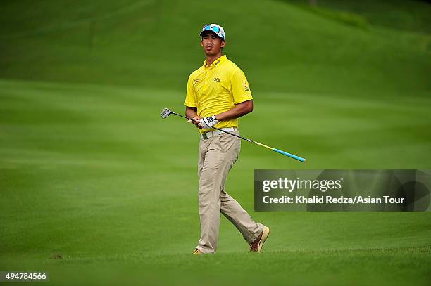 Arie Irawan of Malaysia plays a shot during round one of the CIMB Classic at Kuala Lumpur Golf & Country Club on October 29, 2015 in Kuala Lumpur,...