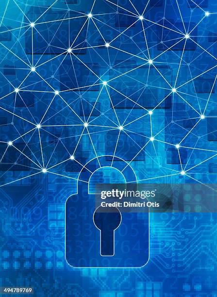 illustrations, cliparts, dessins animés et icônes de lock protecting computer network - sécurité informatique