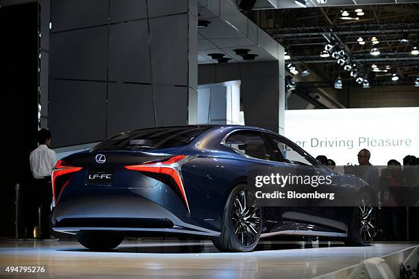 Toyota Motor Corp.'s Lexus LF-FC concept sedan stands on display at the Tokyo Motor Show in Tokyo, Japan, on Wednesday, Oct. 28, 2015. Toyota...