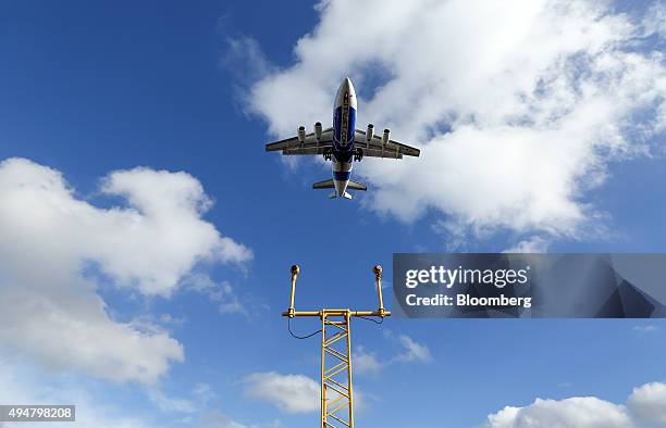 CityJet Ltd. Aircraft, a unit of Air France-KLM Group, prepares to land at London City Airport in London, U.K., on Wednesday, Oct. 28, 2015. Global...