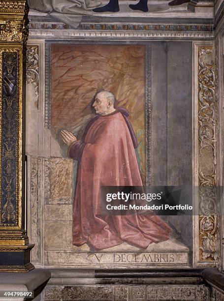 Portrait of Francesco Sassetti , by Domenico Ghirlandaio, 1483-1486, 15th Century, fresco Italy, Tuscany, Florence, Church of Santa Trinita, Sassetti...
