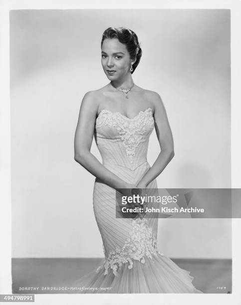 Publicity still portrait of American actress and singer Dorothy Dandridge, MGM, 1954.