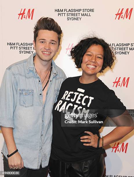 Reece Mastin and Mahalia Barnes arrive at the H&M Sydney Flagship Store VIP Party on October 29, 2015 in Sydney, Australia.