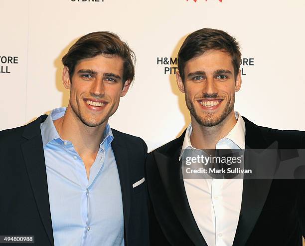 Jordan Stenmark and Zac Stenmark arrive at the H&M Sydney Flagship Store VIP Party on October 29, 2015 in Sydney, Australia.