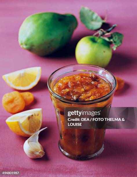 Papaya chutney, spicy sauce, India.