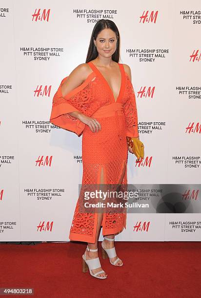Lana Jeavons-Fellows arrives at the H&M Sydney Flagship Store VIP Party on October 29, 2015 in Sydney, Australia.