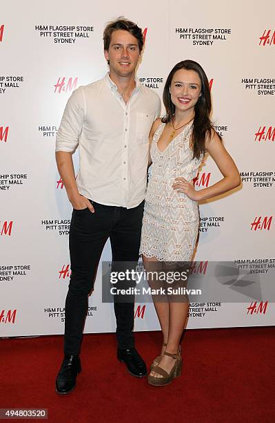 Phillipa Northeast and guest arrive at the H&M Sydney Flagship Store VIP Party on October 29, 2015 in Sydney, Australia.