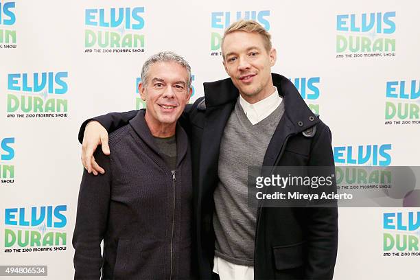 Radio personality Elvis Duran and record producer Diplo visit "The Elvis Duran Z100 Morning Show" at Z100 Studio on October 28, 2015 in New York City.